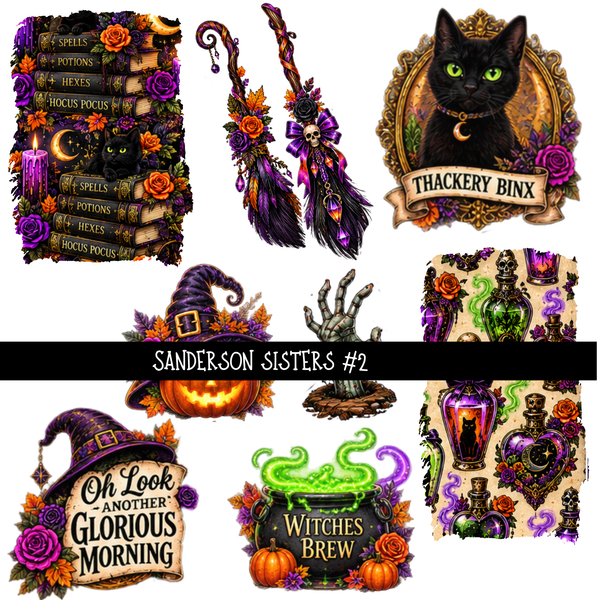 Sanderson Sisters torn pages decal set UV DTF Decal sheets Designs available