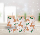 Holly and deer - UV DTF 16oz Libbey wrap