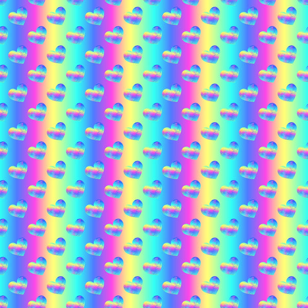 Bright Rainbow Printed Hearts - Adhesive Vinyl Sheets