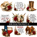 Home Grown Texas Beauty - UV DTF Decal sheet 3 variants