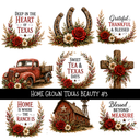 Home Grown Texas Beauty - UV DTF Decal sheet 3 variants