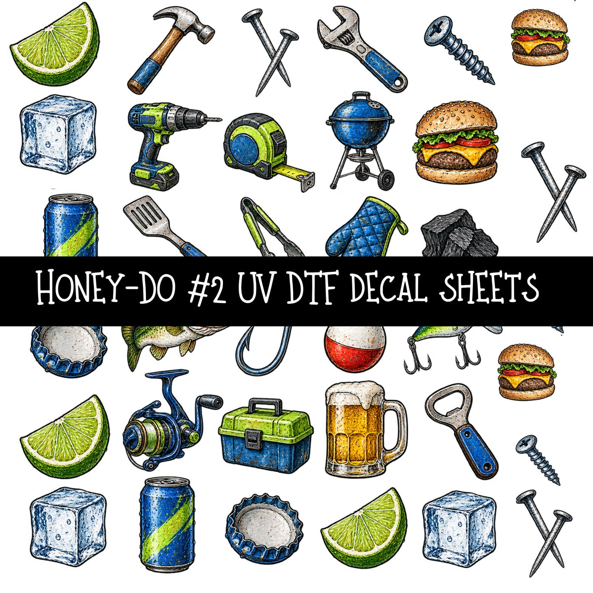 Honey-Do UV DTF Decal sheets 9 Designs available