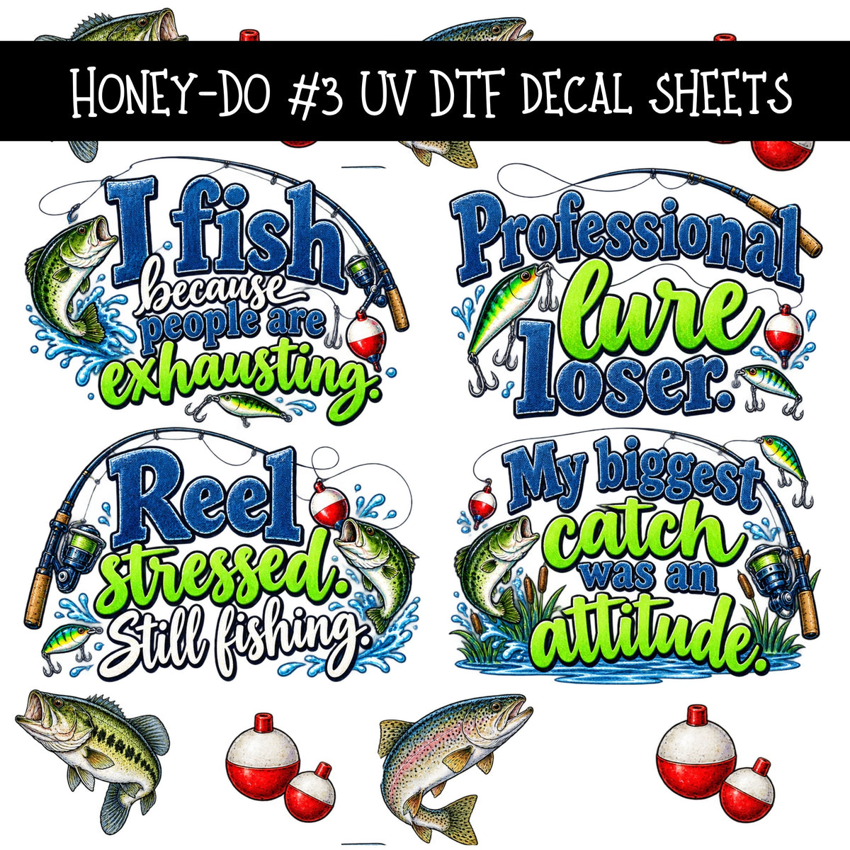 Honey-Do UV DTF Decal sheets 9 Designs available