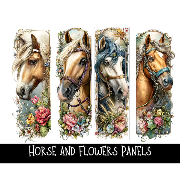 Horse and Flowers panels UV DTF Decal sheets