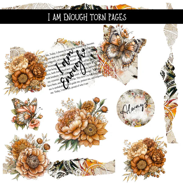 I am enough Torn pages UV DTF Decal sheets