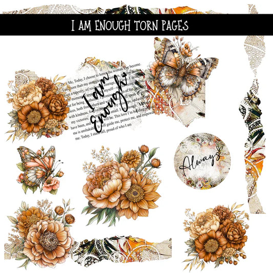 I am enough Torn pages UV DTF Decal sheets