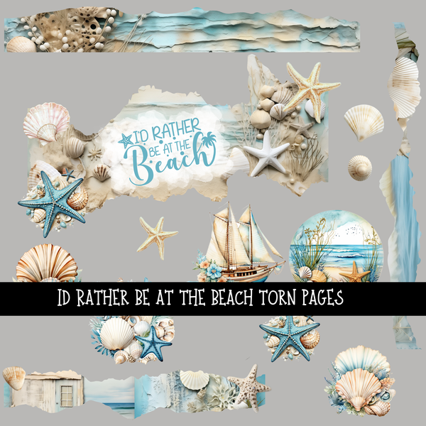 Id rather be at the beach torn pages - UV DTF Decal sheet