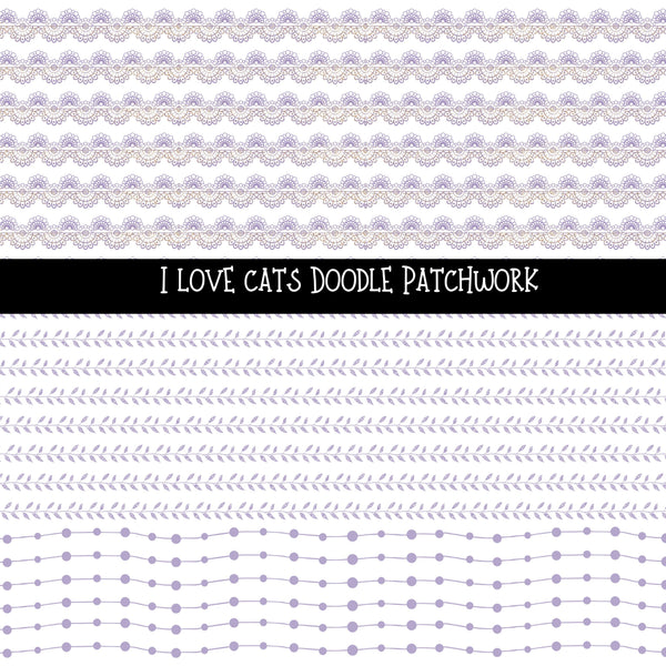 I love cats Doodle Patchwork Set