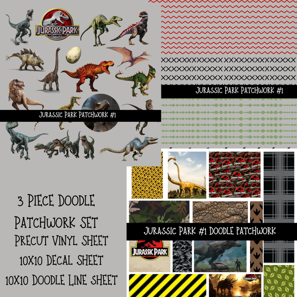 Jurassic Doodle Patchwork Set (2 variations)