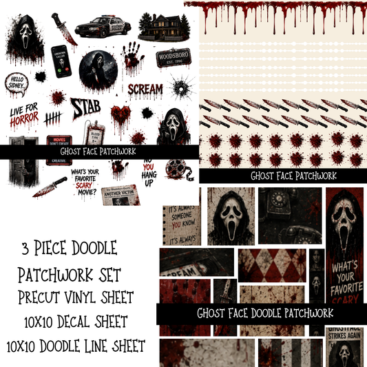 Ghost Face Doodle Patchwork Set