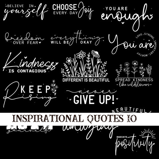 Inspirational Quotes 10 UV DTF Decal Sheets