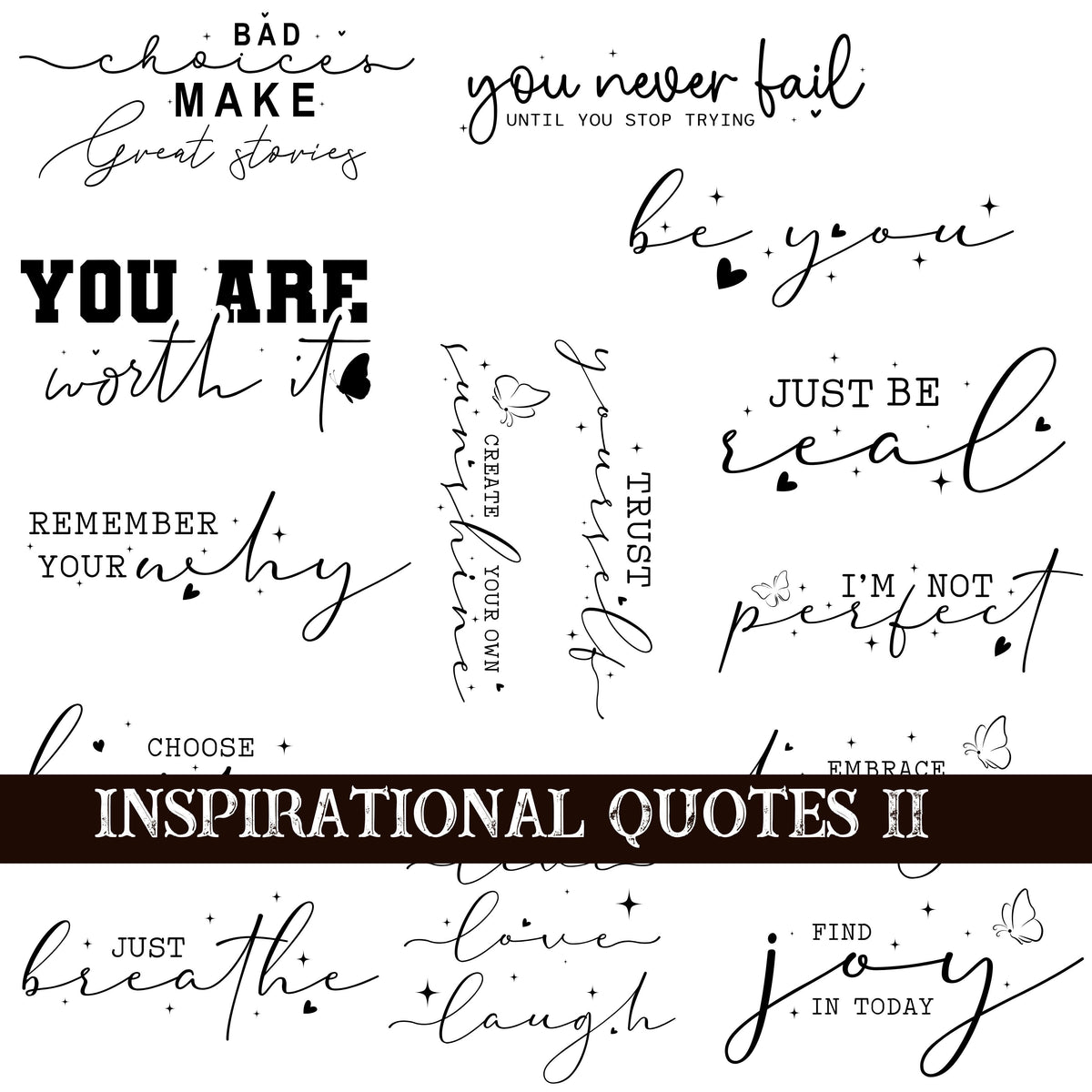 Inspirational Quotes 11 UV DTF Decal Sheets