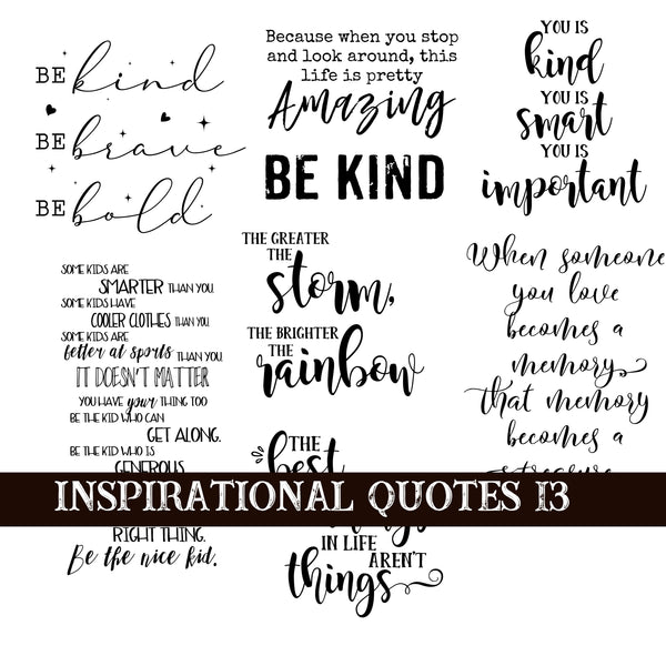 Inspirational Quotes 13 UV DTF Decal Sheets