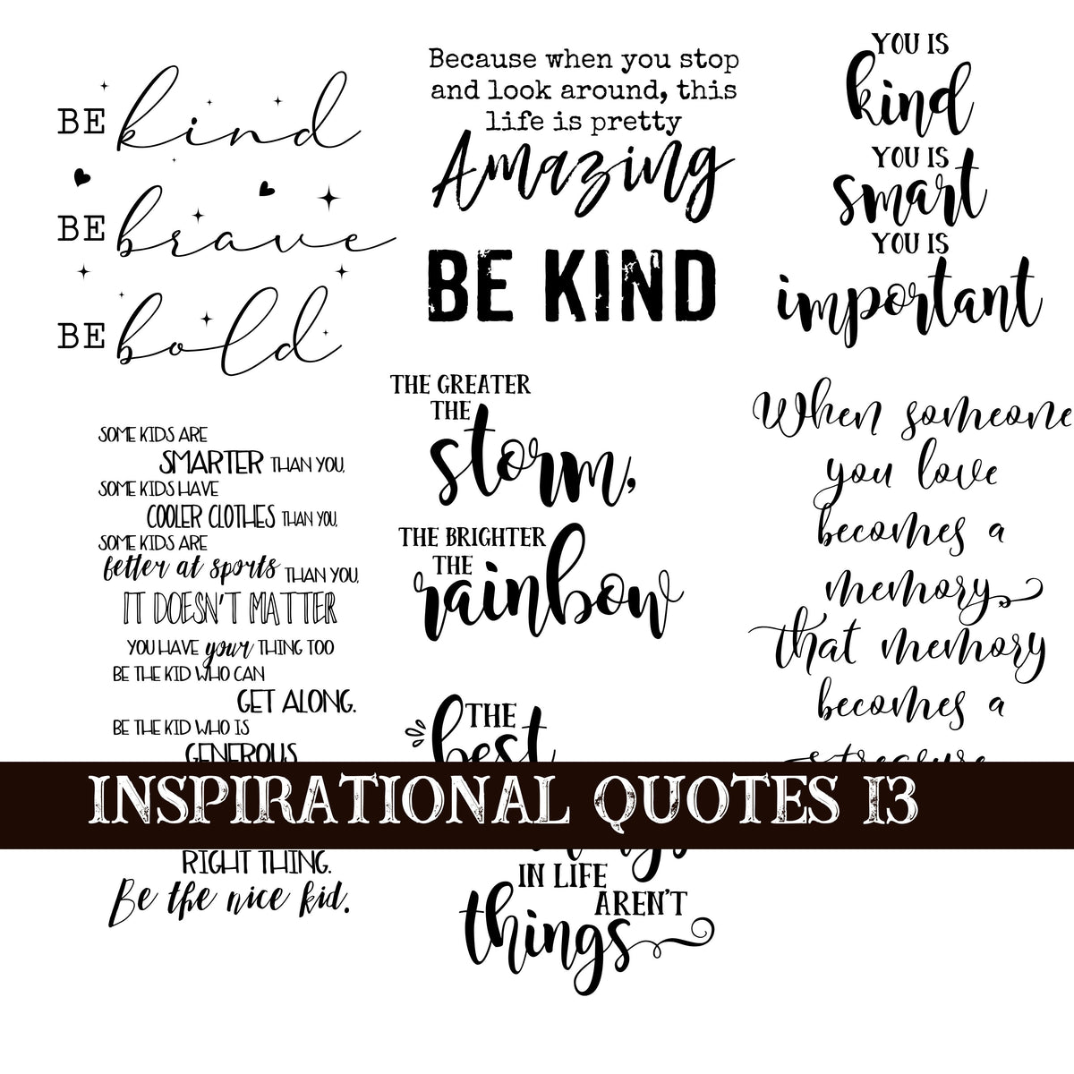 Inspirational Quotes 13 UV DTF Decal Sheets