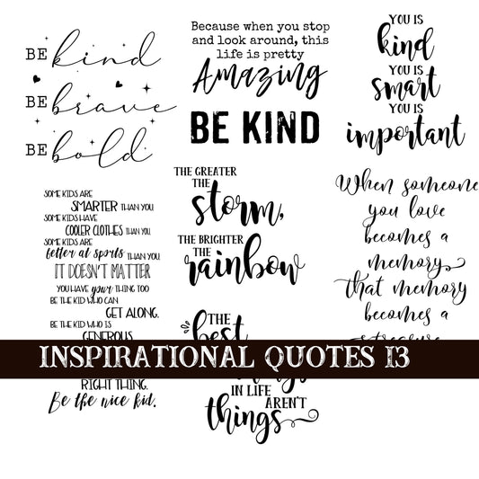 Inspirational Quotes 13 UV DTF Decal Sheets