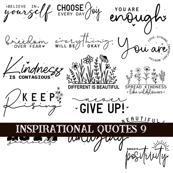 Inspirational Quotes 9 UV DTF Decal Sheets