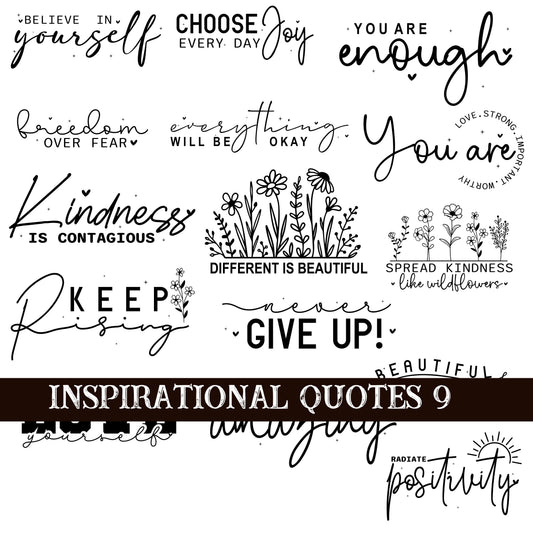 Inspirational Quotes 9 UV DTF Decal Sheets