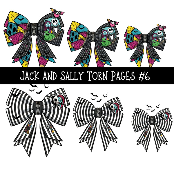 Jack and Sally Torn Pages UV DTF Decal sheets 6 designs available