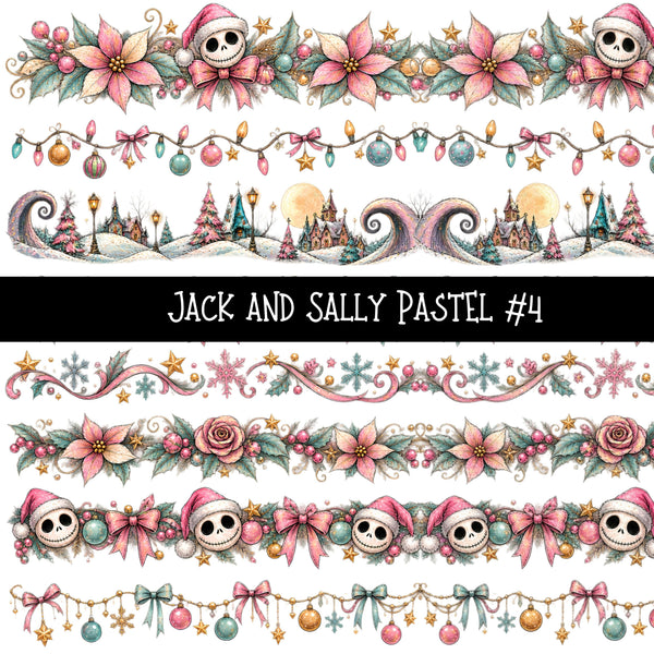 Jack and Sally Pastel Torn Pages UV DTF Decal sheets 4 Designs available