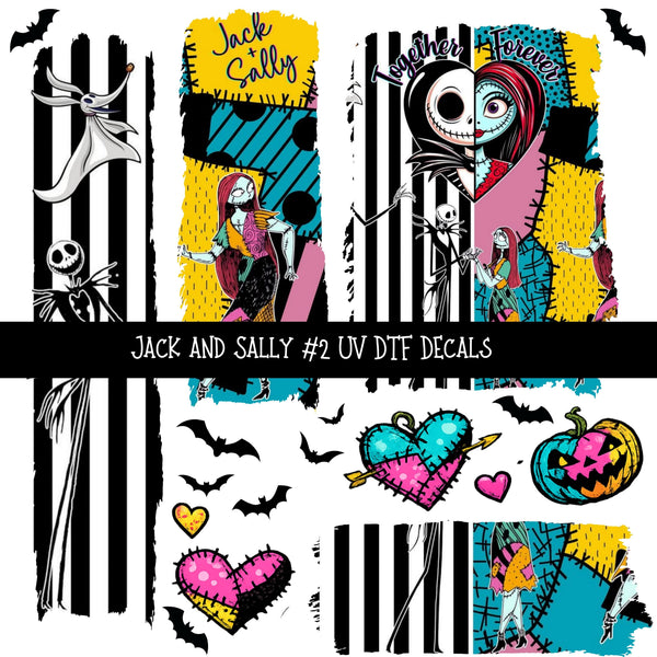 Jack and Sally Torn Pages UV DTF Decal sheets 6 designs available