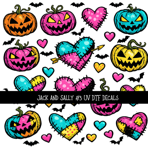 Jack and Sally Torn Pages UV DTF Decal sheets 6 designs available