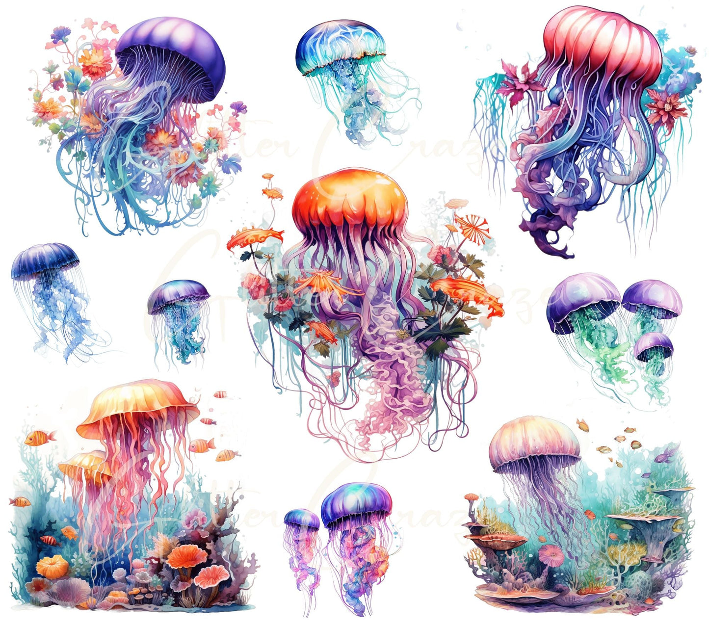 Jelly Fish UV DTF Decal sheet