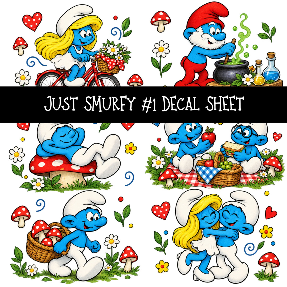 Just Smurfy UV DTF Decal sheets 13 Designs available