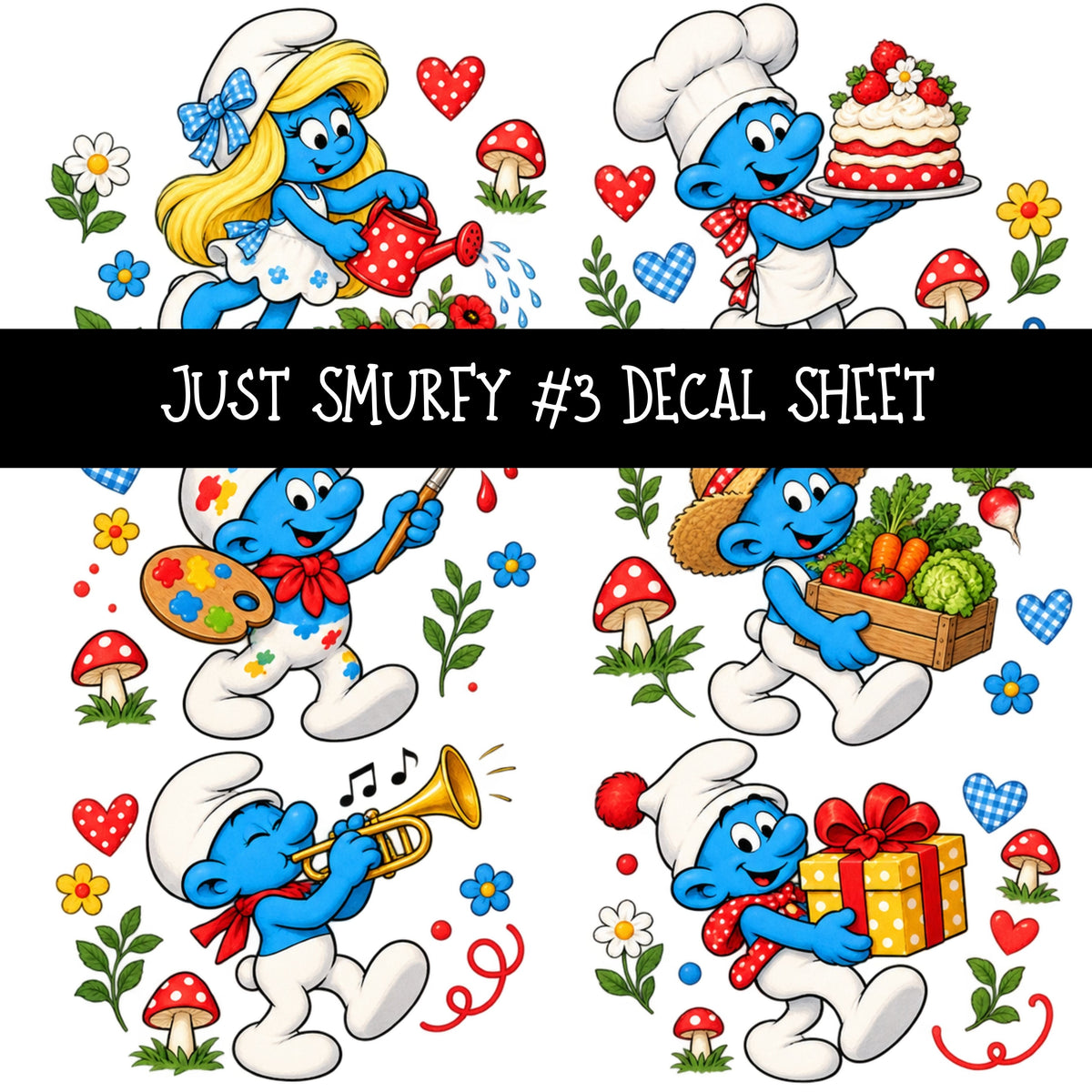 Just Smurfy UV DTF Decal sheets 13 Designs available