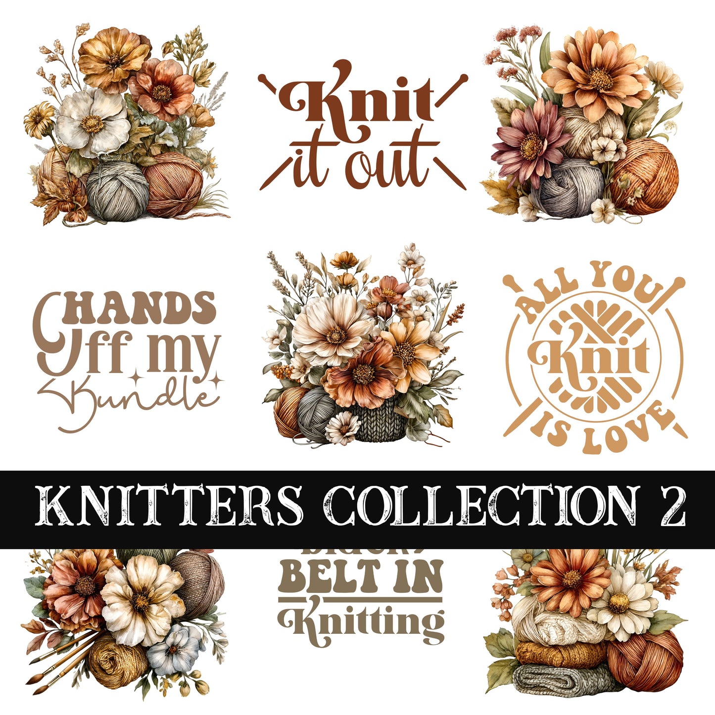Knitters Collection UV DTF Decal Sheets 9 Design sheets