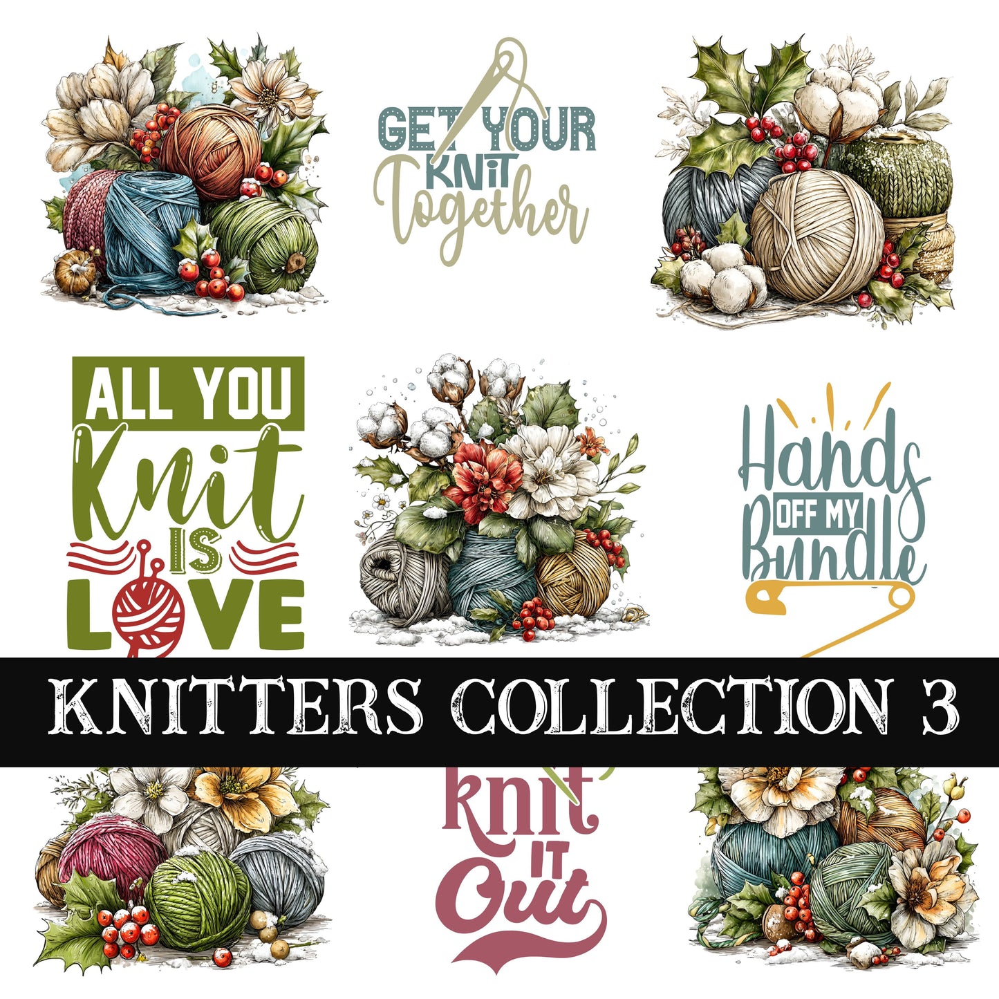 Knitters Collection UV DTF Decal Sheets 9 Design sheets
