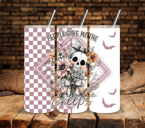 People give me the creeps floral Vinyl tumbler wraps
