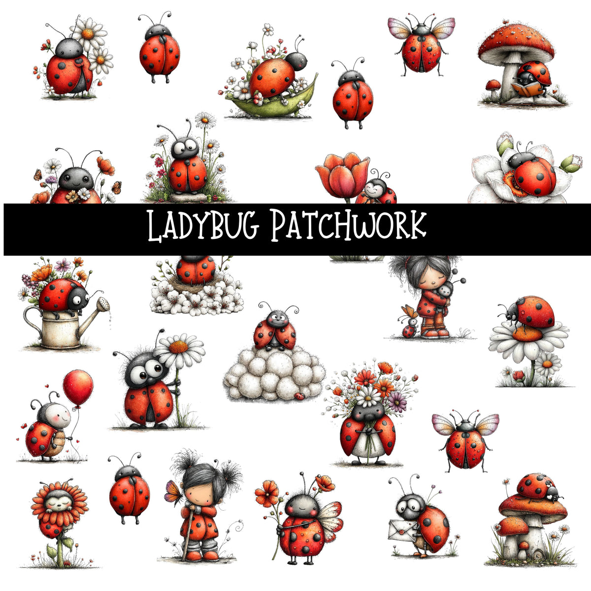 Ladybug Doodle Patchwork Set – 3D Undercover