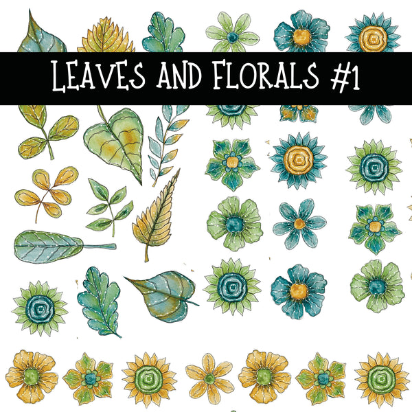 Leaves and Florals UV DTF Decal sheets 2 Design Options