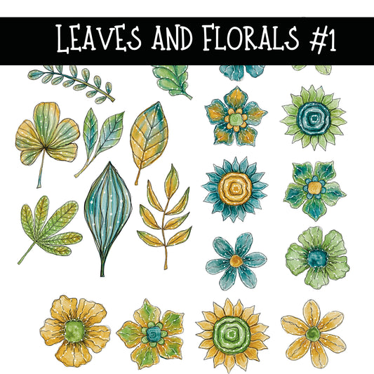 Leaves and Florals UV DTF Decal sheets 2 Design Options