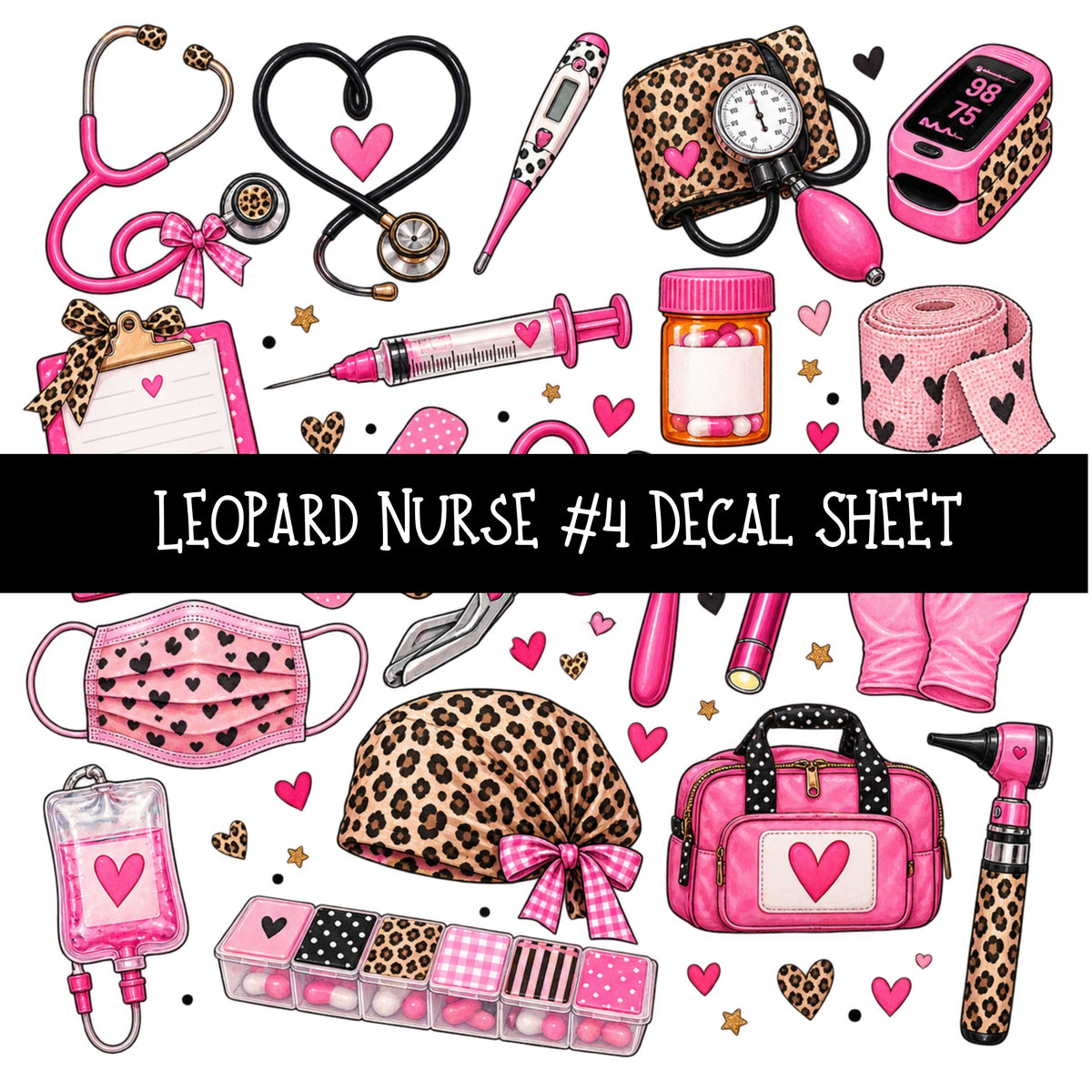 Leopard Nurse UV DTF Decal sheets 11 Designs available