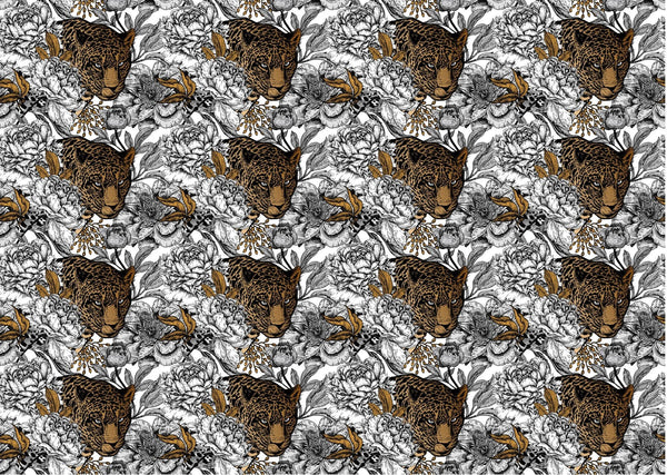 Leopard and Peonies - Adhesive Vinyl Wrap