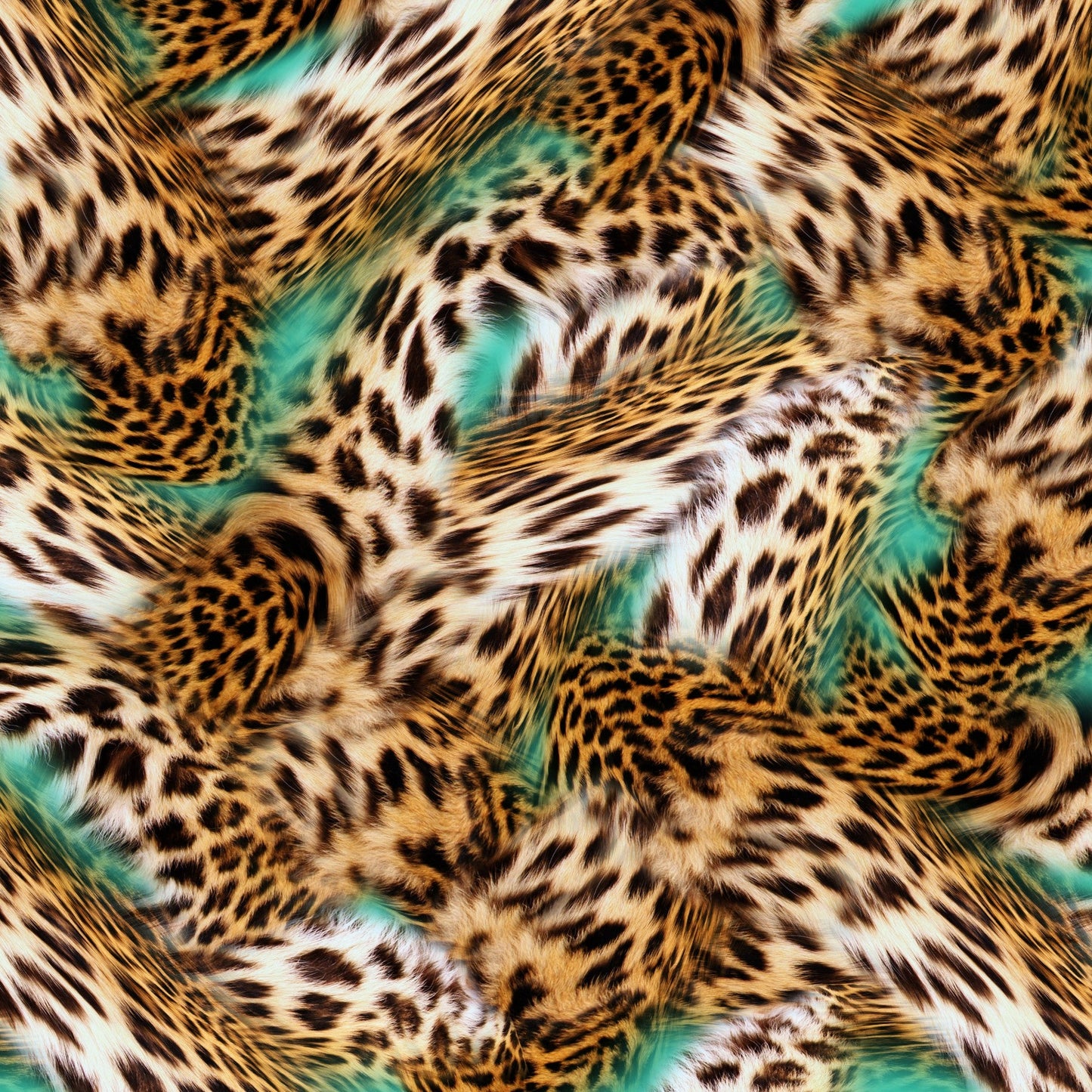 Leopard Skin Background With Green - Adhesive Vinyl Sheets