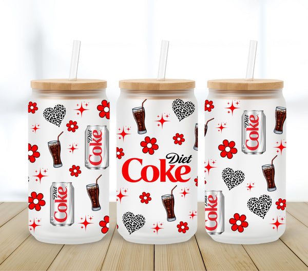 Diet Coke Love UV DTF 16oz Libbey wrap