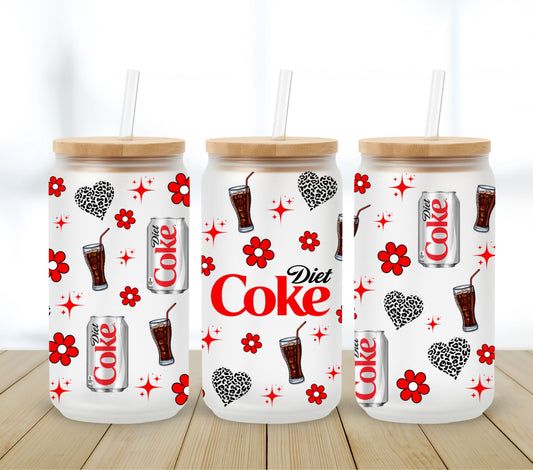 Diet Coke Love UV DTF 16oz Libbey wrap