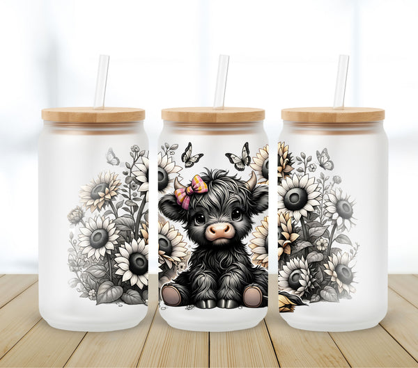 Butterfly Highland UV DTF 16oz Libbey wrap