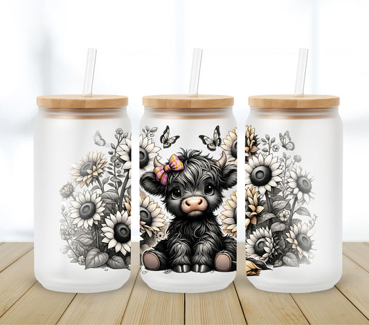 Butterfly Highland UV DTF 16oz Libbey wrap