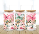 Butterfly Blooms UV DTF 16oz Libbey wrap