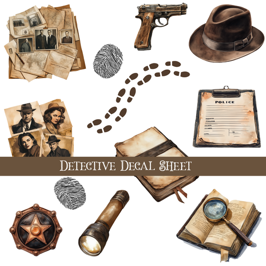 Detective UV DTF Decal sheet