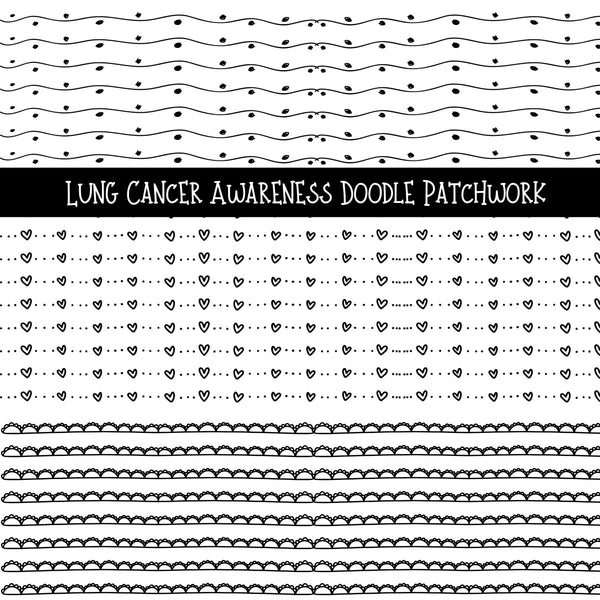 Lung Cancer Awareness Doodle Patchwork Set