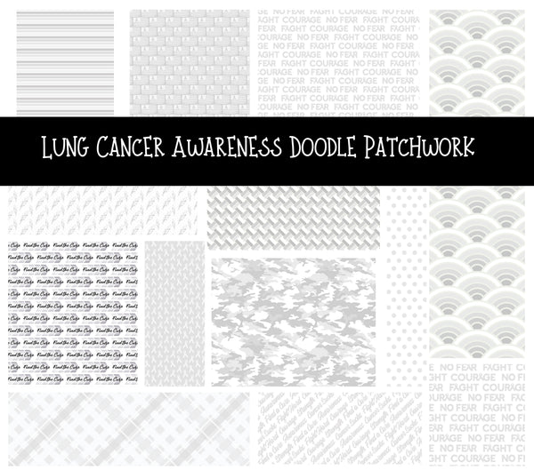 Lung Cancer Awareness Doodle Patchwork Set