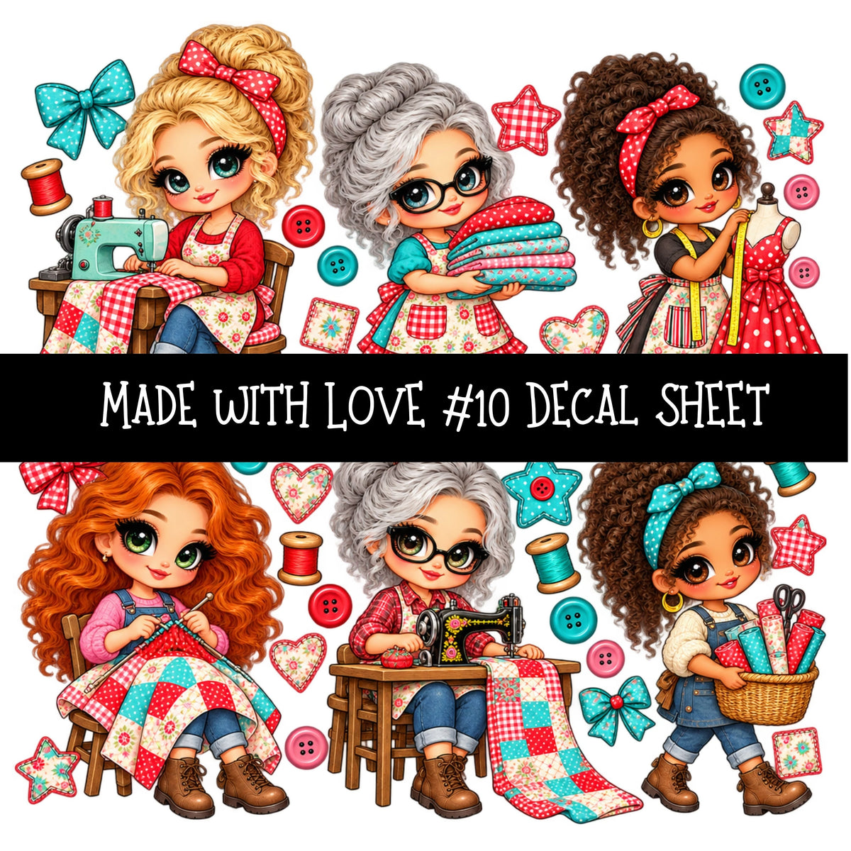 Made with love UV DTF Decal sheets 11 Designs available