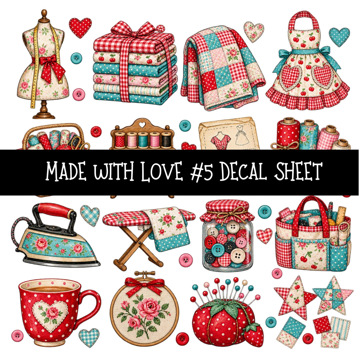 Made with love UV DTF Decal sheets 11 Designs available