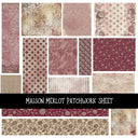 Maison Merlot Patchwork precut vinyl sheet available in 12x12 or 6x6 sizes