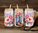 Western Floral UV DTF 16oz Libbey wrap