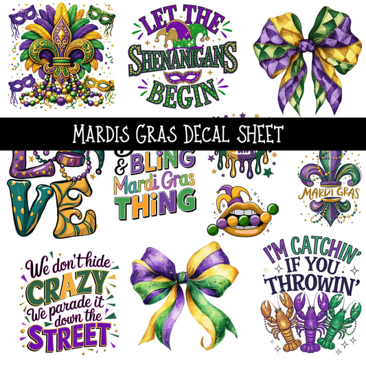 Mardis Gras UV DTF Decal sheets